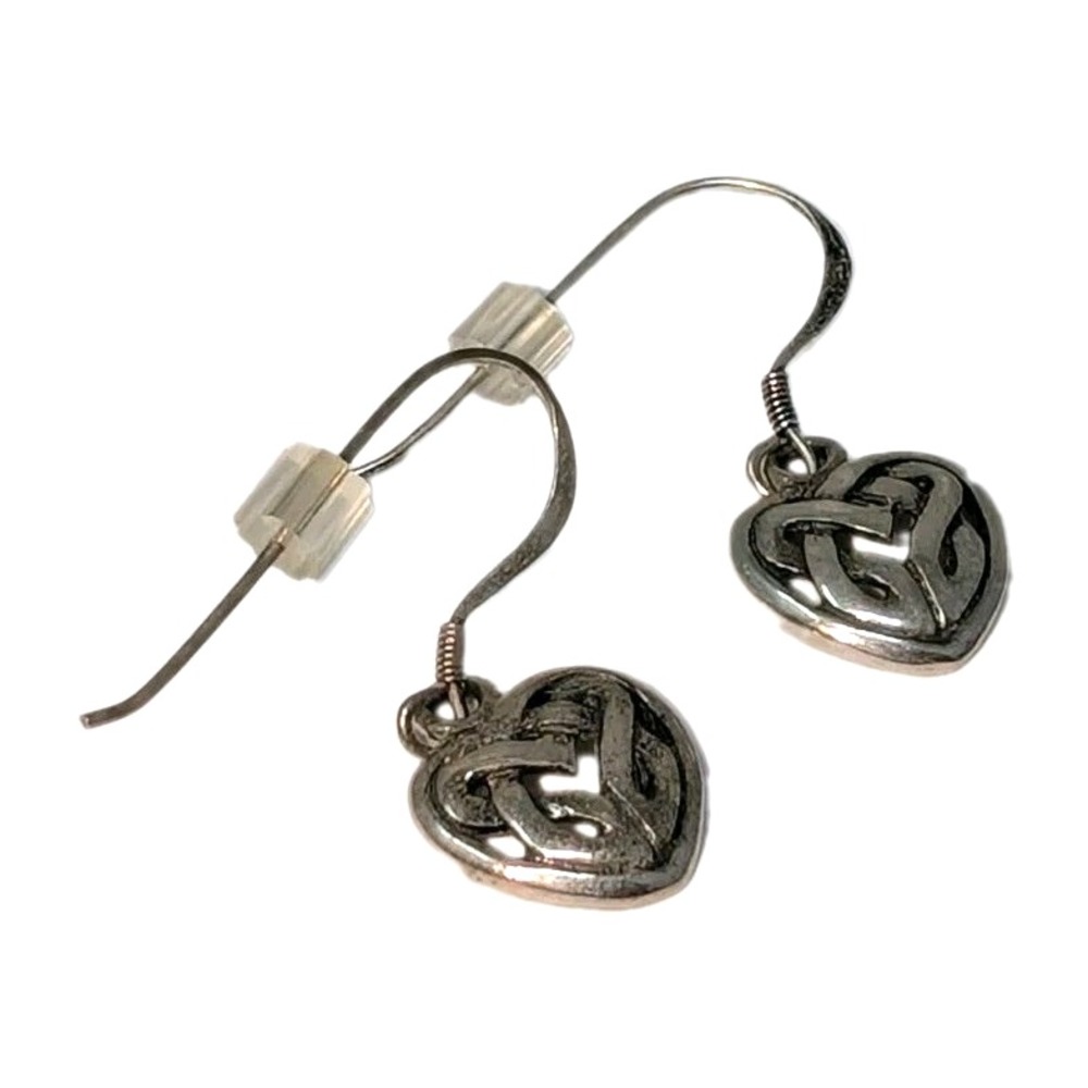 Avon Sterling Silver 925 Celtic Heart Irish Love Knot Dangle Drop Earrings